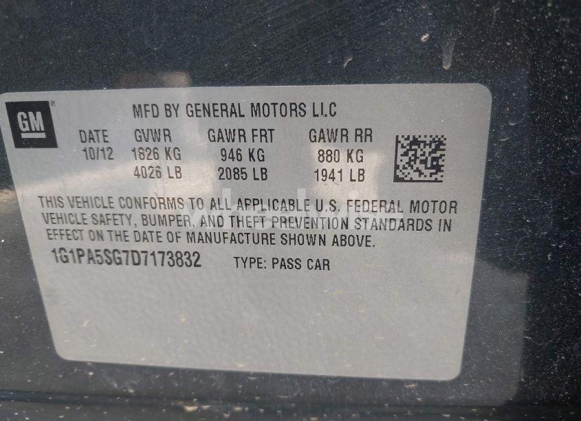 Photo 9 of 2013 Chevrolet Cruze LS AUTO (VIN 1G1PA5SG7D7173832)