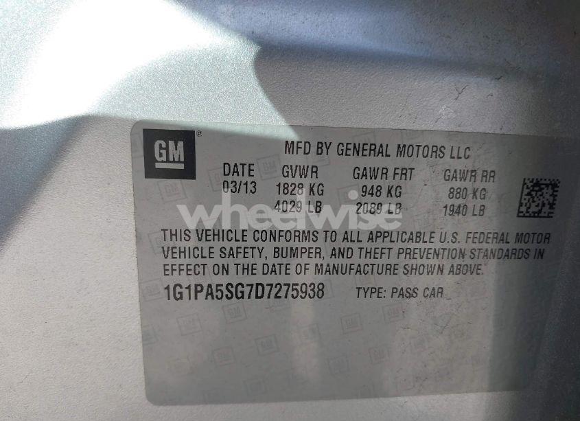 Photo 9 of 2013 Chevrolet Cruze LS AUTO (VIN 1G1PA5SG7D7275938)