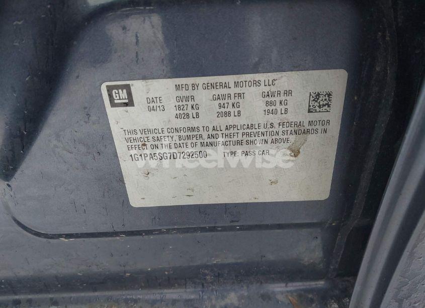 Photo 9 of 2013 Chevrolet Cruze LS AUTO (VIN 1G1PA5SG7D7292500)