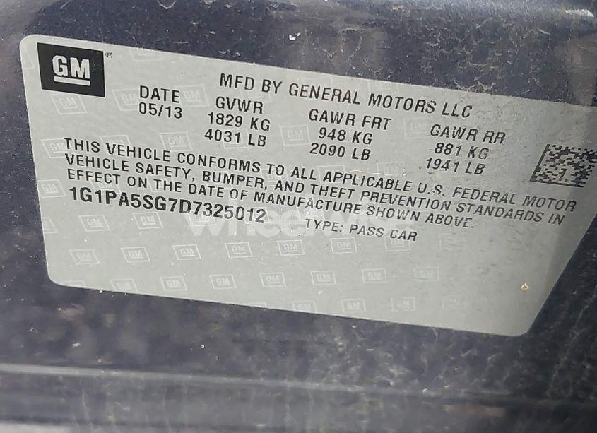 Photo 9 of 2013 Chevrolet Cruze LS AUTO (VIN 1G1PA5SG7D7325012)