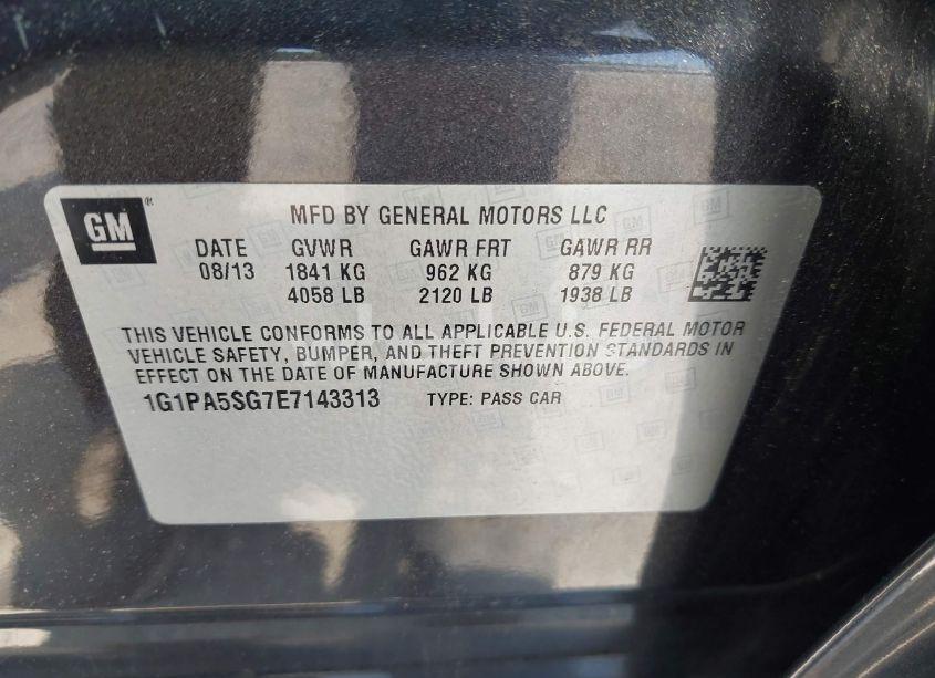 Photo 9 of 2014 Chevrolet Cruze LS AUTO (VIN 1G1PA5SG7E7143313)