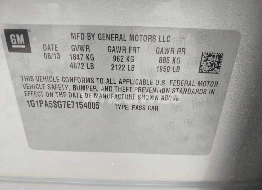 Photo 9 of 2014 Chevrolet Cruze LS AUTO (VIN 1G1PA5SG7E7154005)