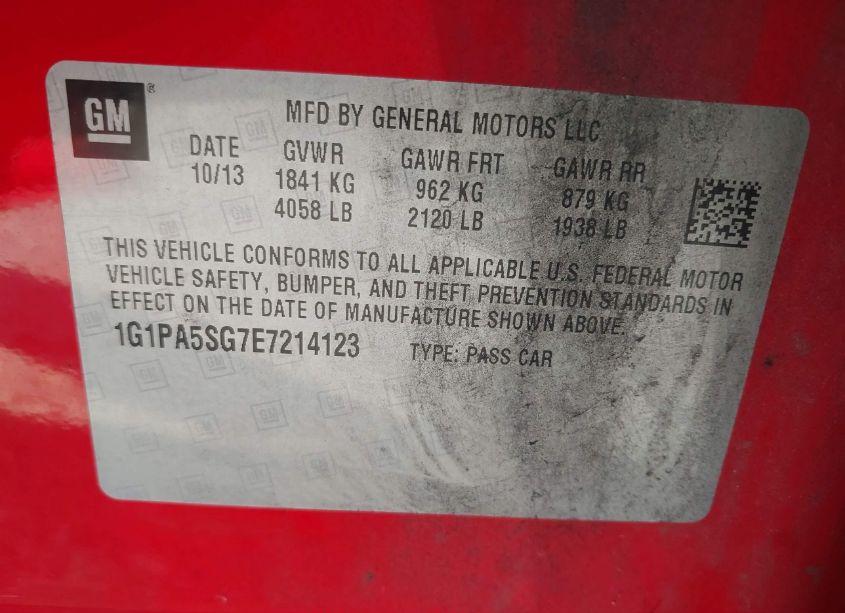 Photo 9 of 2014 Chevrolet Cruze LS AUTO (VIN 1G1PA5SG7E7214123)