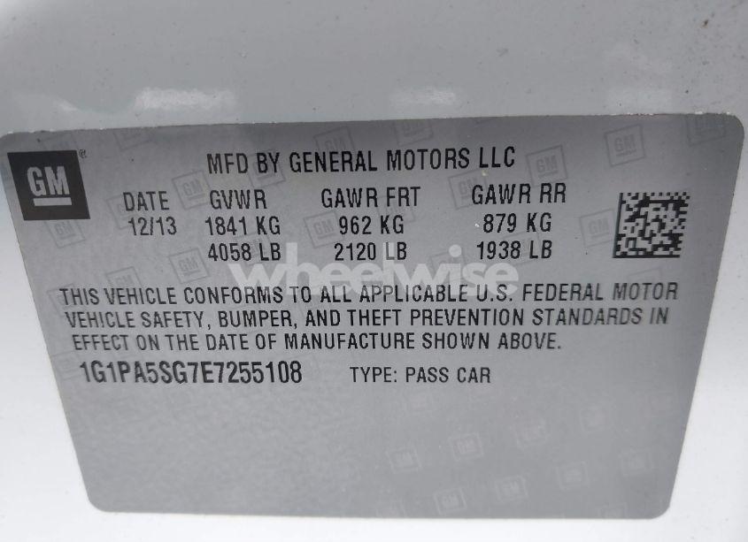 Photo 9 of 2014 Chevrolet Cruze LS AUTO (VIN 1G1PA5SG7E7255108)