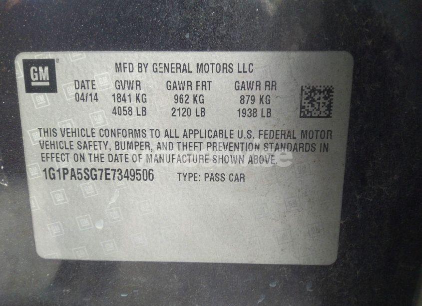 Photo 9 of 2014 Chevrolet Cruze LS AUTO (VIN 1G1PA5SG7E7349506)