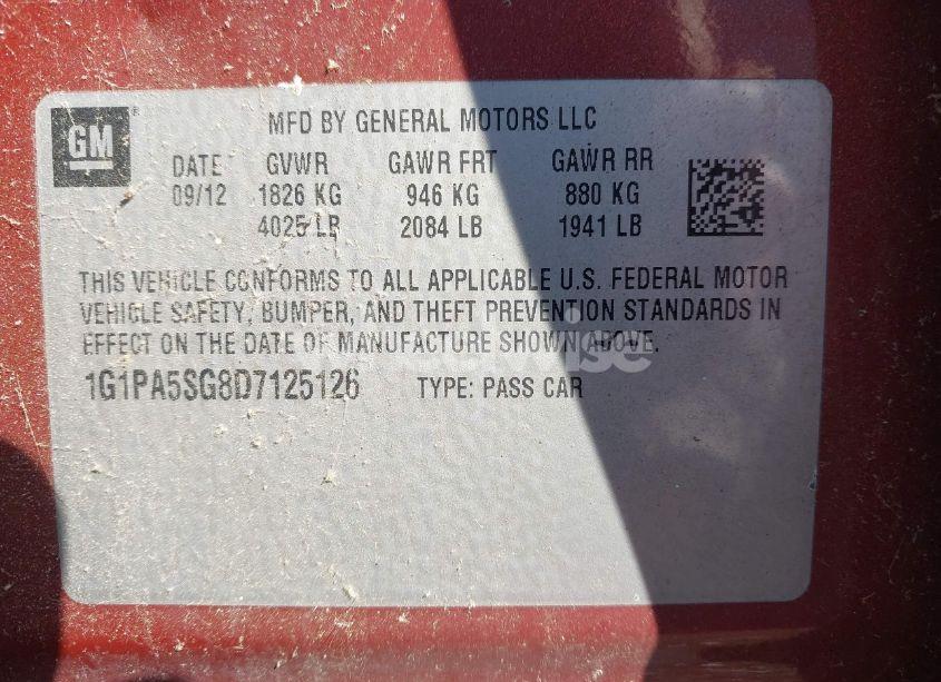 Photo 9 of 2013 Chevrolet Cruze LS AUTO (VIN 1G1PA5SG8D7125126)