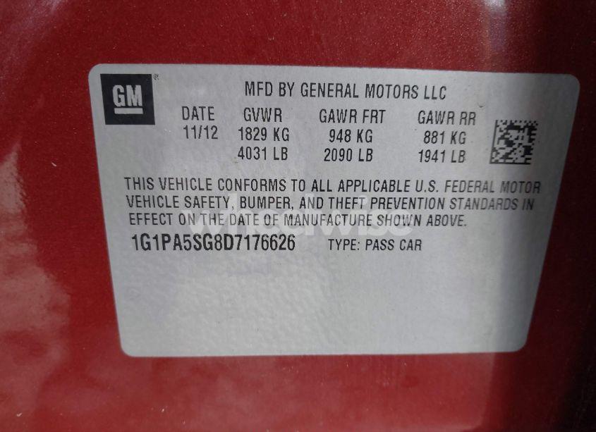 Photo 9 of 2013 Chevrolet Cruze LS AUTO (VIN 1G1PA5SG8D7176626)