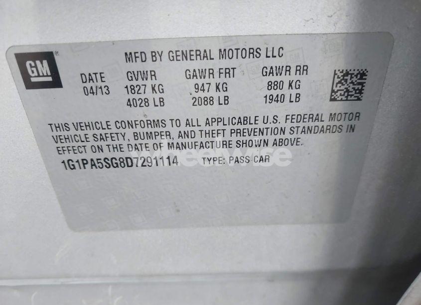 Photo 9 of 2013 Chevrolet Cruze LS AUTO (VIN 1G1PA5SG8D7291114)