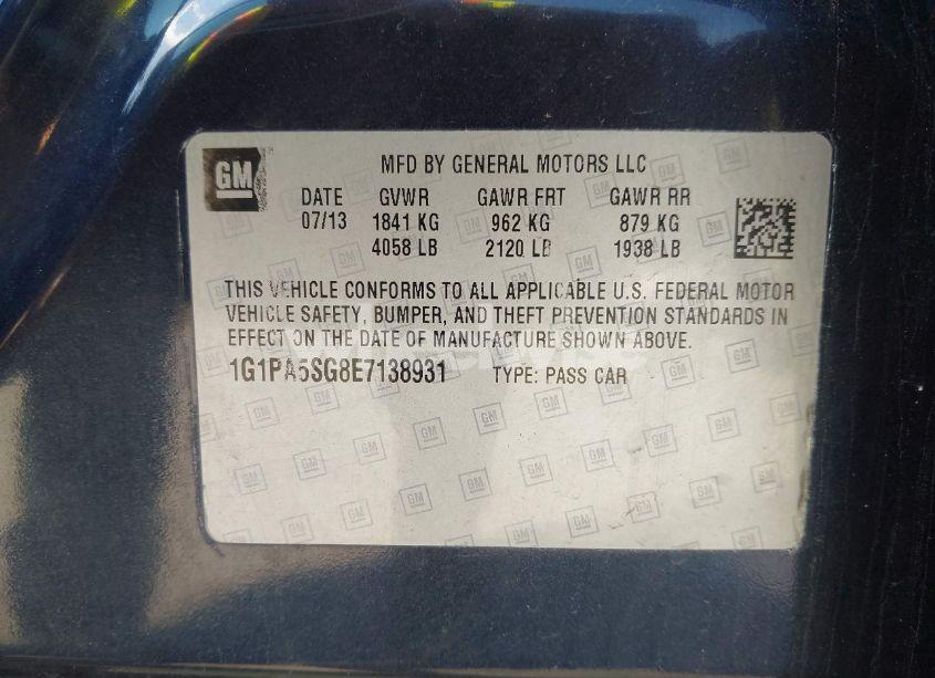 Photo 9 of 2014 Chevrolet Cruze LS AUTO (VIN 1G1PA5SG8E7138931)