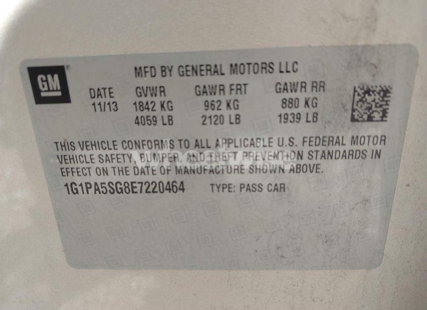 Photo 9 of 2014 Chevrolet Cruze LS AUTO (VIN 1G1PA5SG8E7220464)
