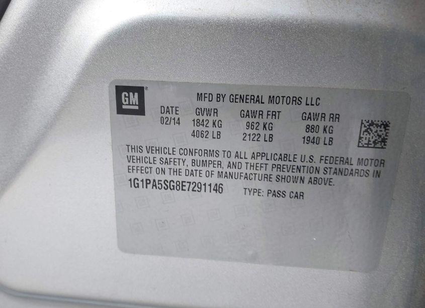 Photo 9 of 2014 Chevrolet Cruze LS AUTO (VIN 1G1PA5SG8E7291146)