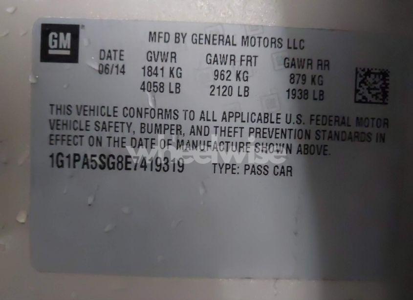 Photo 9 of 2014 Chevrolet Cruze LS AUTO (VIN 1G1PA5SG8E7419319)