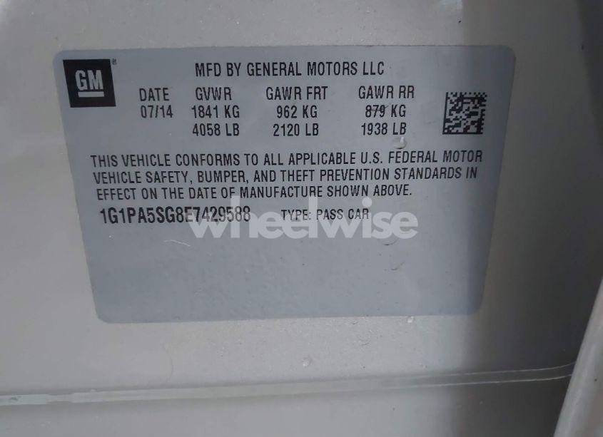 Photo 9 of 2014 Chevrolet Cruze LS AUTO (VIN 1G1PA5SG8E7429588)