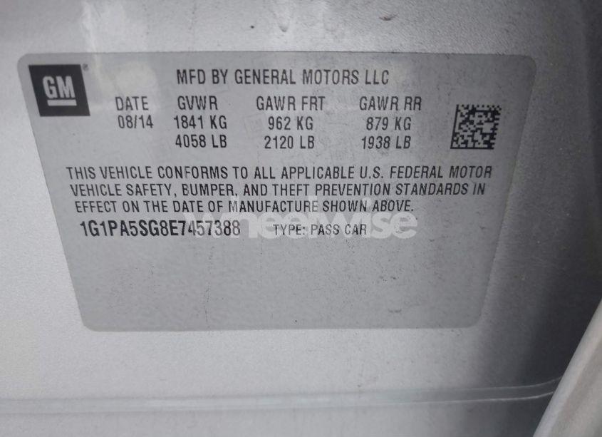 Photo 9 of 2014 Chevrolet Cruze LS AUTO (VIN 1G1PA5SG8E7457388)