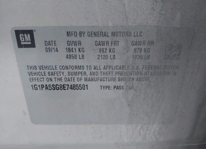 Photo 9 of 2014 Chevrolet Cruze LS AUTO (VIN 1G1PA5SG8E7485501)