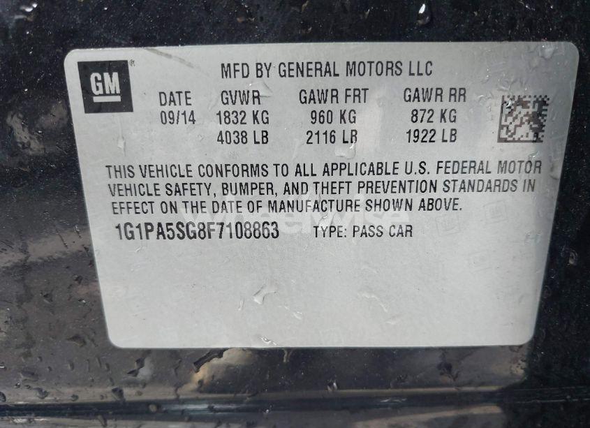 Photo 9 of 2015 Chevrolet Cruze LS AUTO (VIN 1G1PA5SG8F7108863)