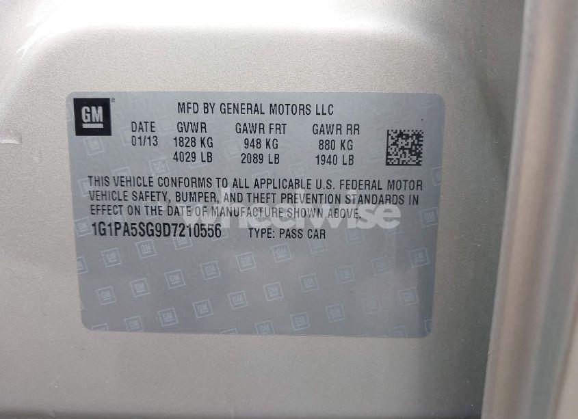 Photo 9 of 2013 Chevrolet Cruze LS AUTO (VIN 1G1PA5SG9D7210556)