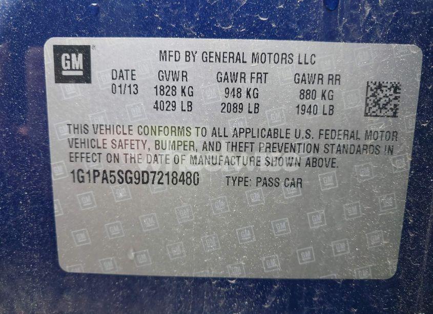 Photo 9 of 2013 Chevrolet Cruze LS AUTO (VIN 1G1PA5SG9D7218480)