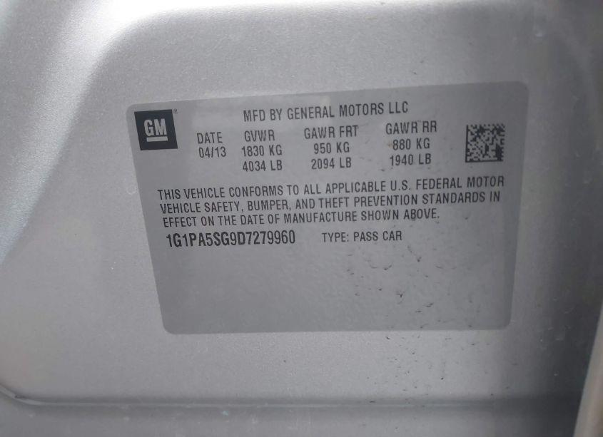 Photo 9 of 2013 Chevrolet Cruze LS AUTO (VIN 1G1PA5SG9D7279960)