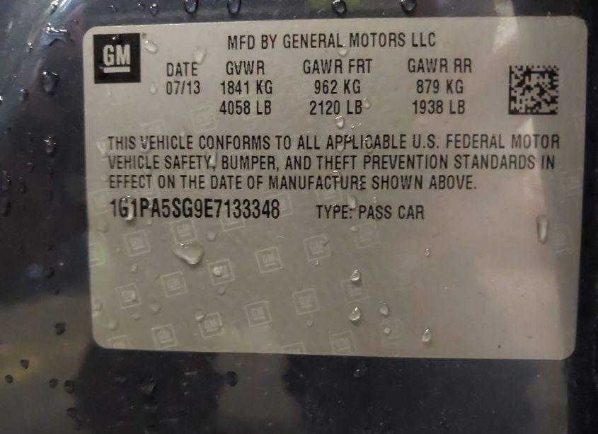 Photo 9 of 2014 Chevrolet Cruze LS AUTO (VIN 1G1PA5SG9E7133348)