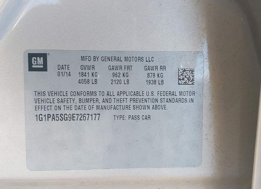 Photo 9 of 2014 Chevrolet Cruze LS AUTO (VIN 1G1PA5SG9E7267177)