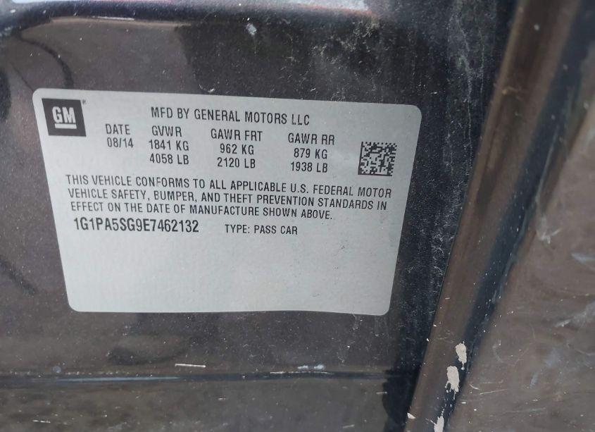 Photo 9 of 2014 Chevrolet Cruze LS AUTO (VIN 1G1PA5SG9E7462132)