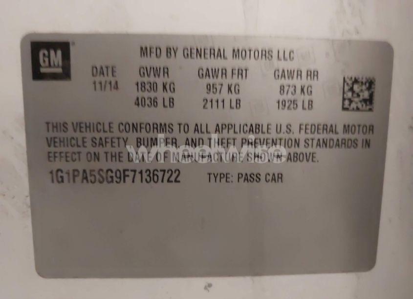 Photo 9 of 2015 Chevrolet Cruze LS AUTO (VIN 1G1PA5SG9F7136722)