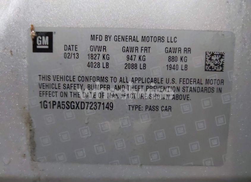 Photo 9 of 2013 Chevrolet Cruze LS AUTO (VIN 1G1PA5SGXD7237149)