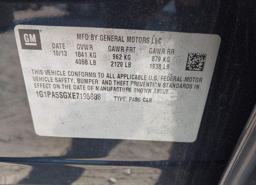 Photo 9 of 2014 Chevrolet Cruze LS AUTO (VIN 1G1PA5SGXE7195888)