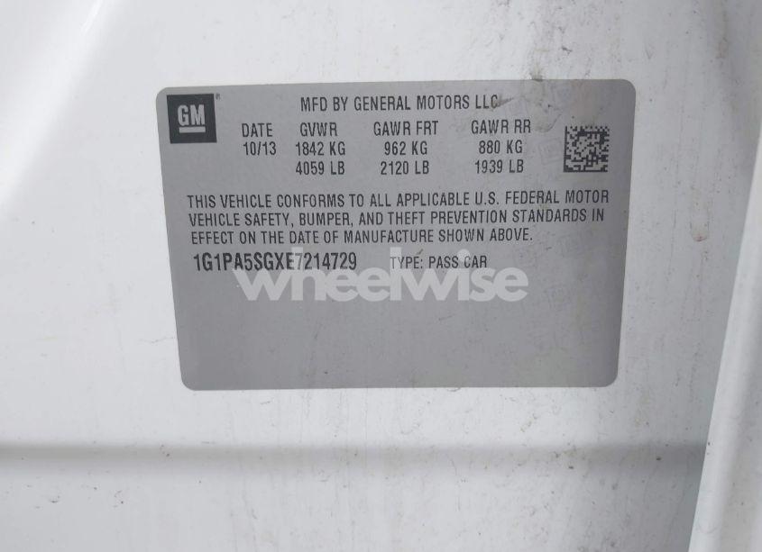 Photo 9 of 2014 Chevrolet Cruze LS AUTO (VIN 1G1PA5SGXE7214729)