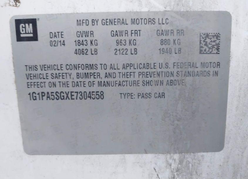 Photo 9 of 2014 Chevrolet Cruze LS AUTO (VIN 1G1PA5SGXE7304558)