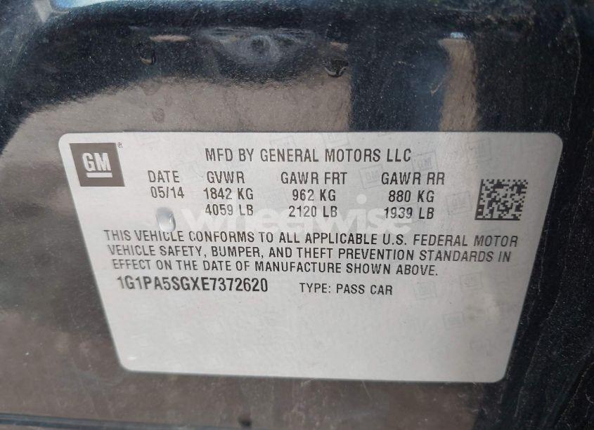 Photo 9 of 2014 Chevrolet Cruze LS AUTO (VIN 1G1PA5SGXE7372620)