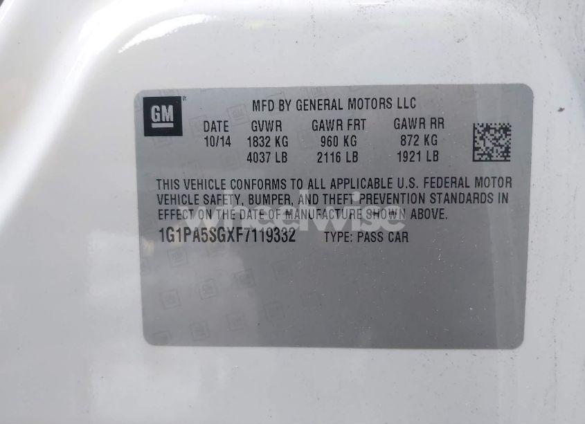 Photo 9 of 2015 Chevrolet Cruze LS AUTO (VIN 1G1PA5SGXF7119332)