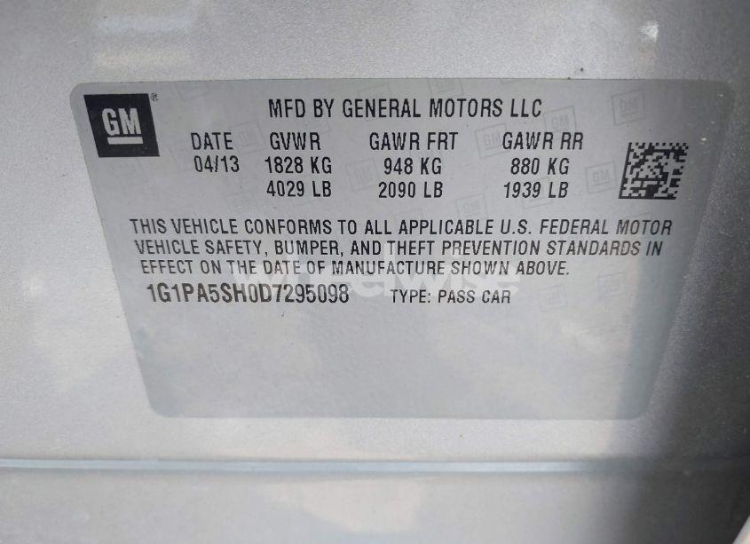 Photo 9 of 2013 Chevrolet Cruze LS AUTO (VIN 1G1PA5SH0D7295098)