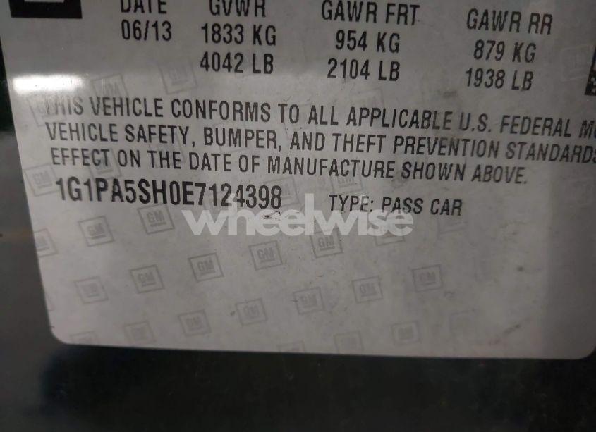 Photo 9 of 2014 Chevrolet Cruze LS AUTO (VIN 1G1PA5SH0E7124398)