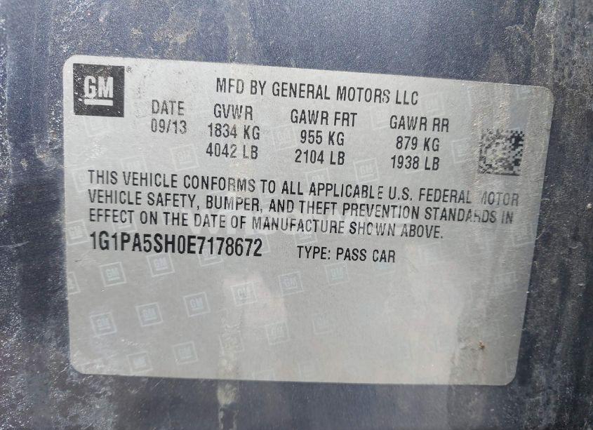 Photo 9 of 2014 Chevrolet Cruze LS AUTO (VIN 1G1PA5SH0E7178672)