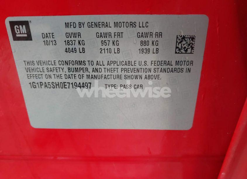 Photo 9 of 2014 Chevrolet Cruze LS AUTO (VIN 1G1PA5SH0E7194497)