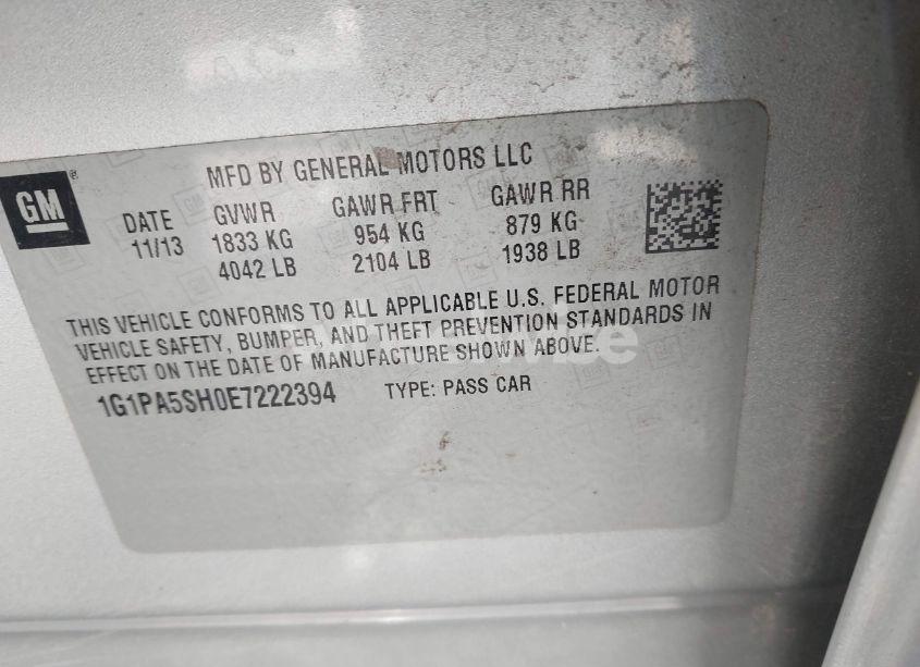 Photo 9 of 2014 Chevrolet Cruze LS AUTO (VIN 1G1PA5SH0E7222394)