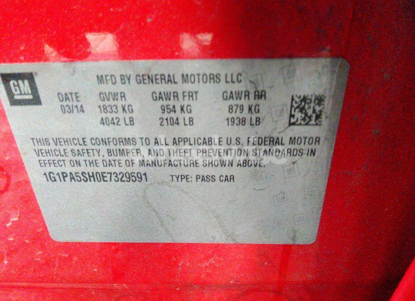 Photo 9 of 2014 Chevrolet Cruze LS AUTO (VIN 1G1PA5SH0E7329591)