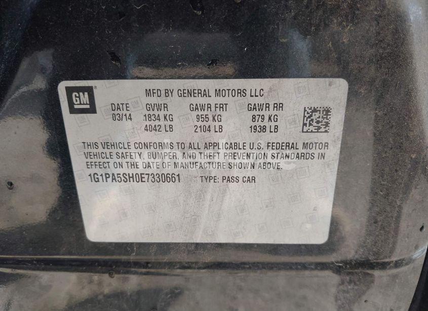 Photo 9 of 2014 Chevrolet Cruze LS AUTO (VIN 1G1PA5SH0E7330661)