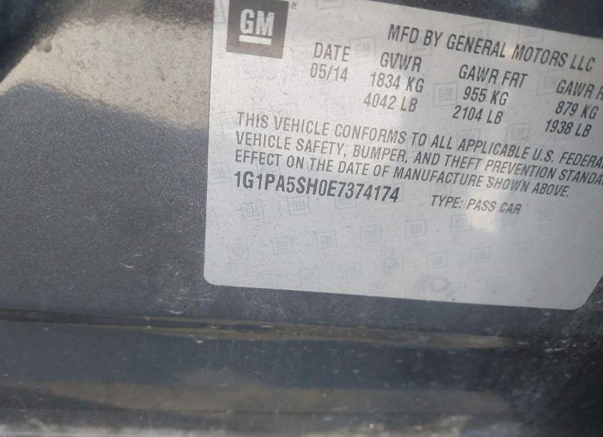 Photo 9 of 2014 Chevrolet Cruze LS AUTO (VIN 1G1PA5SH0E7374174)