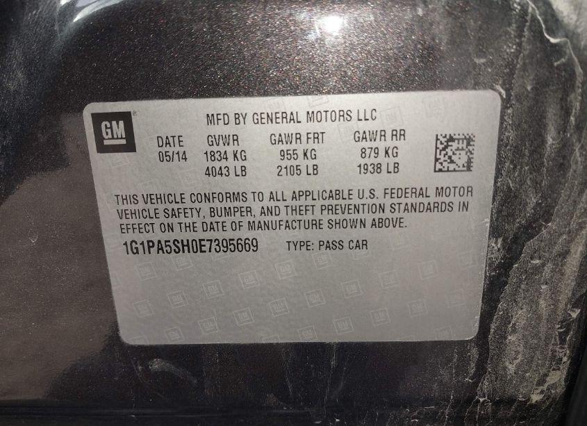 Photo 9 of 2014 Chevrolet Cruze LS AUTO (VIN 1G1PA5SH0E7395669)