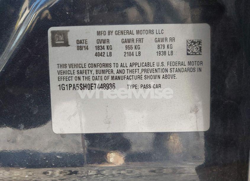 Photo 9 of 2014 Chevrolet Cruze LS AUTO (VIN 1G1PA5SH0E7448936)