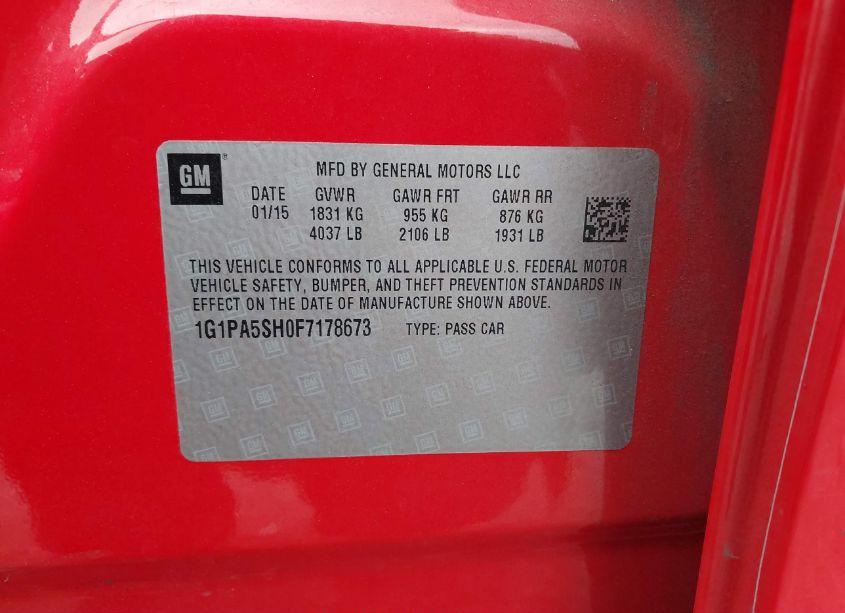 Photo 9 of 2015 Chevrolet Cruze LS AUTO (VIN 1G1PA5SH0F7178673)