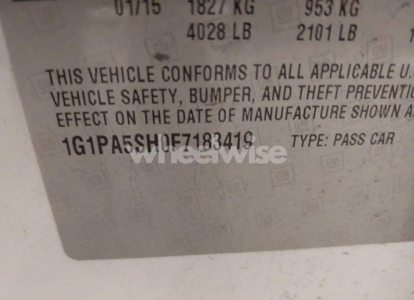 Photo 9 of 2015 Chevrolet Cruze LS AUTO (VIN 1G1PA5SH0F7183419)