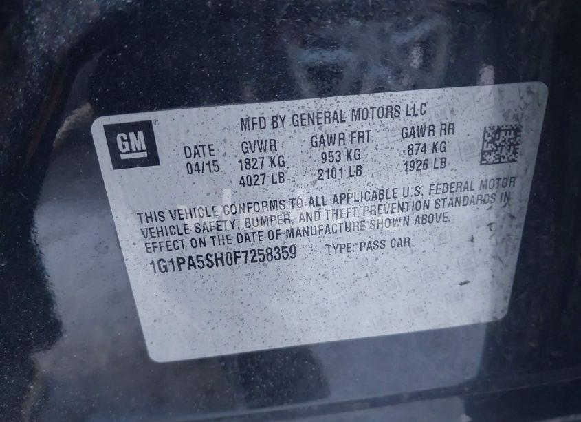 Photo 9 of 2015 Chevrolet Cruze LS AUTO (VIN 1G1PA5SH0F7258359)