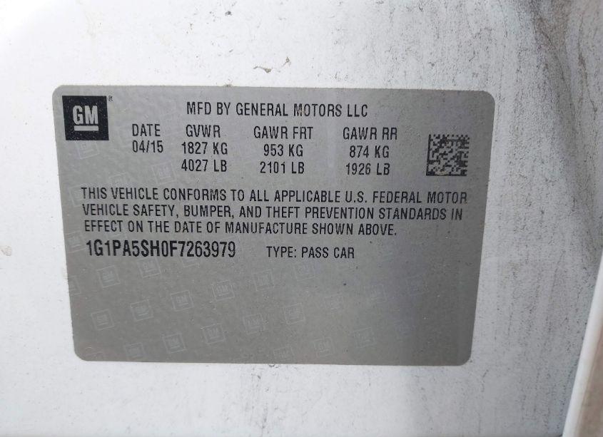 Photo 9 of 2015 Chevrolet Cruze LS AUTO (VIN 1G1PA5SH0F7263979)