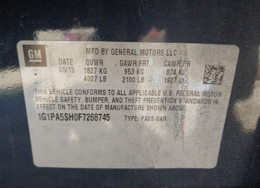 Photo 9 of 2015 Chevrolet Cruze LS AUTO (VIN 1G1PA5SH0F7268745)