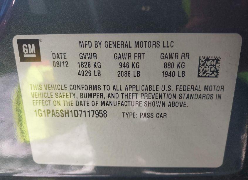 Photo 9 of 2013 Chevrolet Cruze LS AUTO (VIN 1G1PA5SH1D7117958)