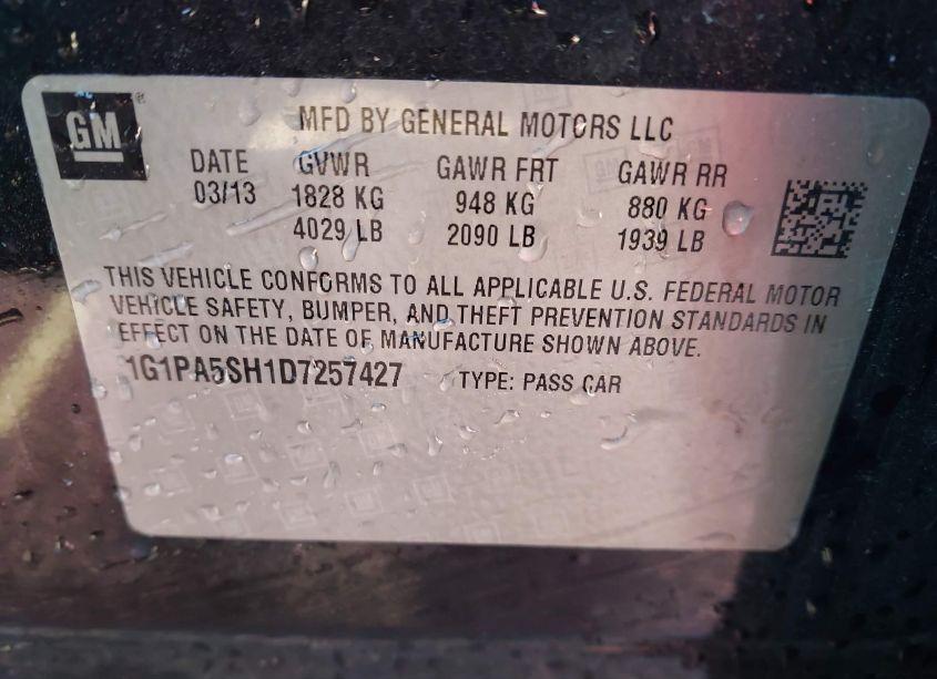 Photo 9 of 2013 Chevrolet Cruze LS AUTO (VIN 1G1PA5SH1D7257427)